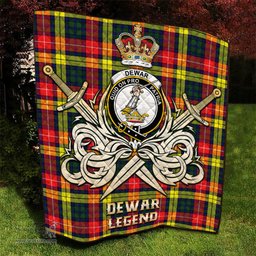 ScotsTee Shop Scottish Dewar Clan Crest Tartan Quilt The Golden Sword of Courageous Legacy Quilt