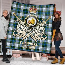 ScotsTee Shop Scottish Campbell Dress Clan Crest Tartan Quilt The Golden Sword of Courageous Legacy Quilt