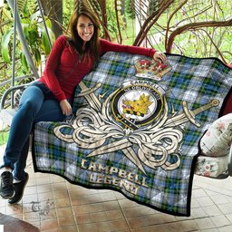 ScotsTee Shop Scottish Campbell Dress Clan Crest Tartan Quilt The Golden Sword of Courageous Legacy Quilt