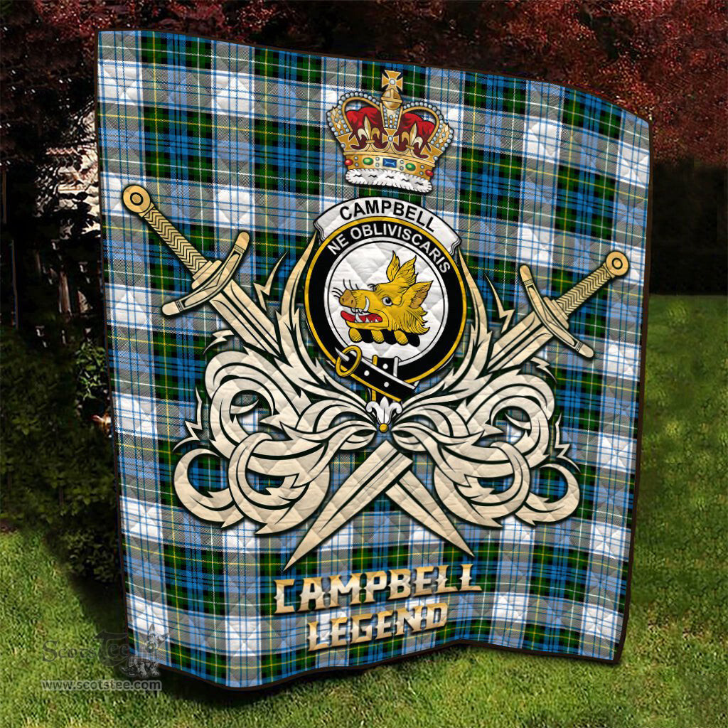 ScotsTee Shop Scottish Campbell Dress Clan Crest Tartan Quilt The Golden Sword of Courageous Legacy Quilt