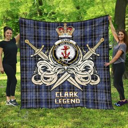 ScotsTee Shop Scottish Clark Clan Crest Tartan Quilt The Golden Sword of Courageous Legacy Quilt