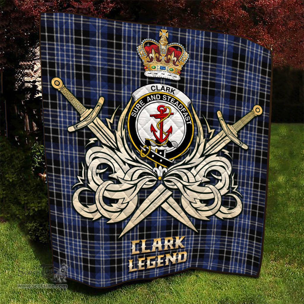 ScotsTee Shop Scottish Clark Clan Crest Tartan Quilt The Golden Sword of Courageous Legacy Quilt