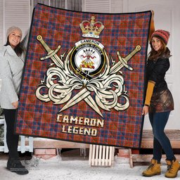 ScotsTee Shop Scottish Cameron of Lochiel Ancient Clan Crest Tartan Quilt The Golden Sword of Courageous Legacy Quilt