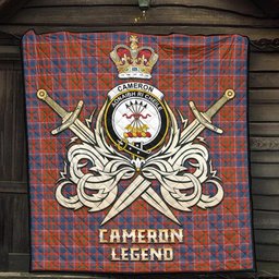 ScotsTee Shop Scottish Cameron of Lochiel Ancient Clan Crest Tartan Quilt The Golden Sword of Courageous Legacy Quilt