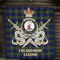 ScotsTee Shop Scottish Colquhoun Modern Clan Crest Tartan Quilt The Golden Sword of Courageous Legacy Quilt
