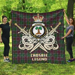 ScotsTee Shop Scottish Crosbie Clan Crest Tartan Quilt The Golden Sword of Courageous Legacy Quilt