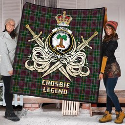ScotsTee Shop Scottish Crosbie Clan Crest Tartan Quilt The Golden Sword of Courageous Legacy Quilt