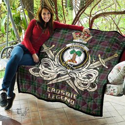 ScotsTee Shop Scottish Crosbie Clan Crest Tartan Quilt The Golden Sword of Courageous Legacy Quilt