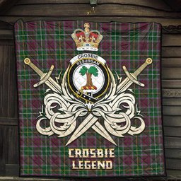 ScotsTee Shop Scottish Crosbie Clan Crest Tartan Quilt The Golden Sword of Courageous Legacy Quilt