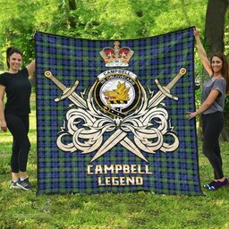 ScotsTee Shop Scottish Campbell Argyll Ancient Clan Crest Tartan Quilt The Golden Sword of Courageous Legacy Quilt