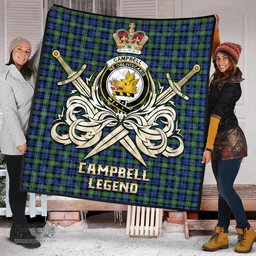 ScotsTee Shop Scottish Campbell Argyll Ancient Clan Crest Tartan Quilt The Golden Sword of Courageous Legacy Quilt