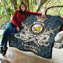 ScotsTee Shop Scottish Campbell Argyll Ancient Clan Crest Tartan Quilt The Golden Sword of Courageous Legacy Quilt