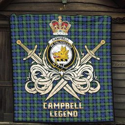 ScotsTee Shop Scottish Campbell Argyll Ancient Clan Crest Tartan Quilt The Golden Sword of Courageous Legacy Quilt