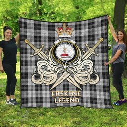 ScotsTee Shop Scottish Erskine Black and White Clan Crest Tartan Quilt The Golden Sword of Courageous Legacy Quilt