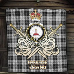 ScotsTee Shop Scottish Erskine Black and White Clan Crest Tartan Quilt The Golden Sword of Courageous Legacy Quilt