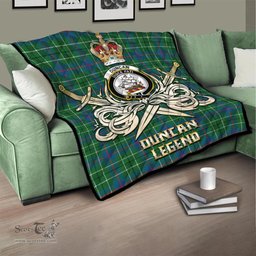 ScotsTee Shop Scottish Duncan Ancient Clan Crest Tartan Quilt The Golden Sword of Courageous Legacy Quilt