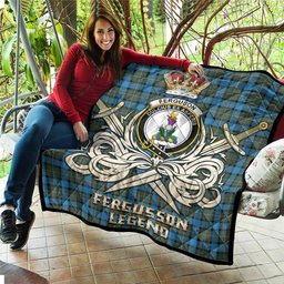 ScotsTee Shop Scottish Fergusson Ancient Clan Crest Tartan Quilt The Golden Sword of Courageous Legacy Quilt