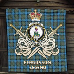 ScotsTee Shop Scottish Fergusson Ancient Clan Crest Tartan Quilt The Golden Sword of Courageous Legacy Quilt