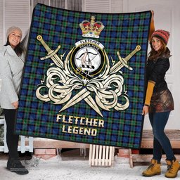 ScotsTee Shop Scottish Fletcher Ancient Clan Crest Tartan Quilt The Golden Sword of Courageous Legacy Quilt