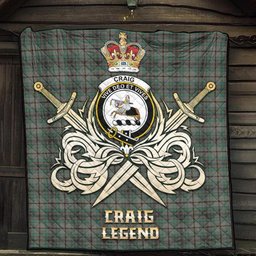 ScotsTee Shop Scottish Craig Clan Crest Tartan Quilt The Golden Sword of Courageous Legacy Quilt