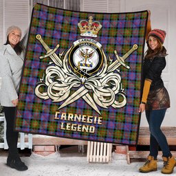 ScotsTee Shop Scottish Carnegie Ancient Clan Crest Tartan Quilt The Golden Sword of Courageous Legacy Quilt
