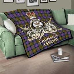 ScotsTee Shop Scottish Carnegie Ancient Clan Crest Tartan Quilt The Golden Sword of Courageous Legacy Quilt