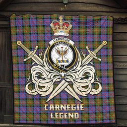 ScotsTee Shop Scottish Carnegie Ancient Clan Crest Tartan Quilt The Golden Sword of Courageous Legacy Quilt
