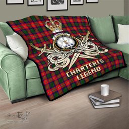 ScotsTee Shop Scottish Charteris Clan Crest Tartan Quilt The Golden Sword of Courageous Legacy Quilt