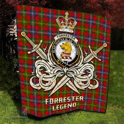 ScotsTee Shop Scottish Forrester Modern Clan Crest Tartan Quilt The Golden Sword of Courageous Legacy Quilt