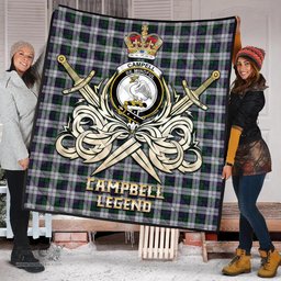 ScotsTee Shop Scottish Campbell of Cawdor Dress Clan Crest Tartan Quilt The Golden Sword of Courageous Legacy Quilt