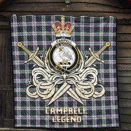 ScotsTee Shop Scottish Campbell of Cawdor Dress Clan Crest Tartan Quilt The Golden Sword of Courageous Legacy Quilt