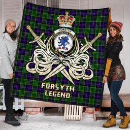 ScotsTee Shop Scottish Forsyth Modern Clan Crest Tartan Quilt The Golden Sword of Courageous Legacy Quilt