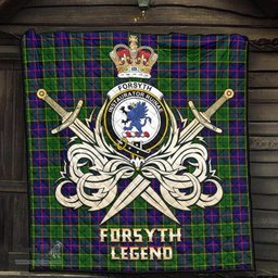 ScotsTee Shop Scottish Forsyth Modern Clan Crest Tartan Quilt The Golden Sword of Courageous Legacy Quilt