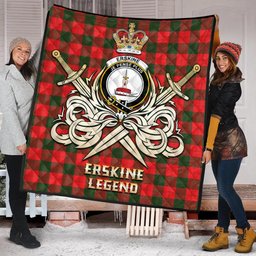 ScotsTee Shop Scottish Erskine Modern Clan Crest Tartan Quilt The Golden Sword of Courageous Legacy Quilt