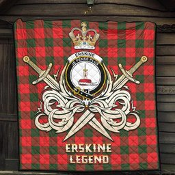 ScotsTee Shop Scottish Erskine Modern Clan Crest Tartan Quilt The Golden Sword of Courageous Legacy Quilt