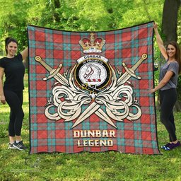 ScotsTee Shop Scottish Dunbar Ancient Clan Crest Tartan Quilt The Golden Sword of Courageous Legacy Quilt