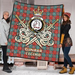 ScotsTee Shop Scottish Dunbar Ancient Clan Crest Tartan Quilt The Golden Sword of Courageous Legacy Quilt