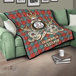 ScotsTee Shop Scottish Dunbar Ancient Clan Crest Tartan Quilt The Golden Sword of Courageous Legacy Quilt