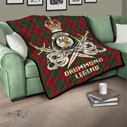 ScotsTee Shop Scottish Drummond Clan Crest Tartan Quilt The Golden Sword of Courageous Legacy Quilt