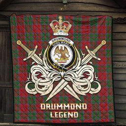 ScotsTee Shop Scottish Drummond Clan Crest Tartan Quilt The Golden Sword of Courageous Legacy Quilt