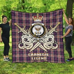 ScotsTee Shop Scottish Carnegie Clan Crest Tartan Quilt The Golden Sword of Courageous Legacy Quilt
