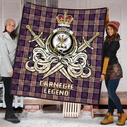 ScotsTee Shop Scottish Carnegie Clan Crest Tartan Quilt The Golden Sword of Courageous Legacy Quilt