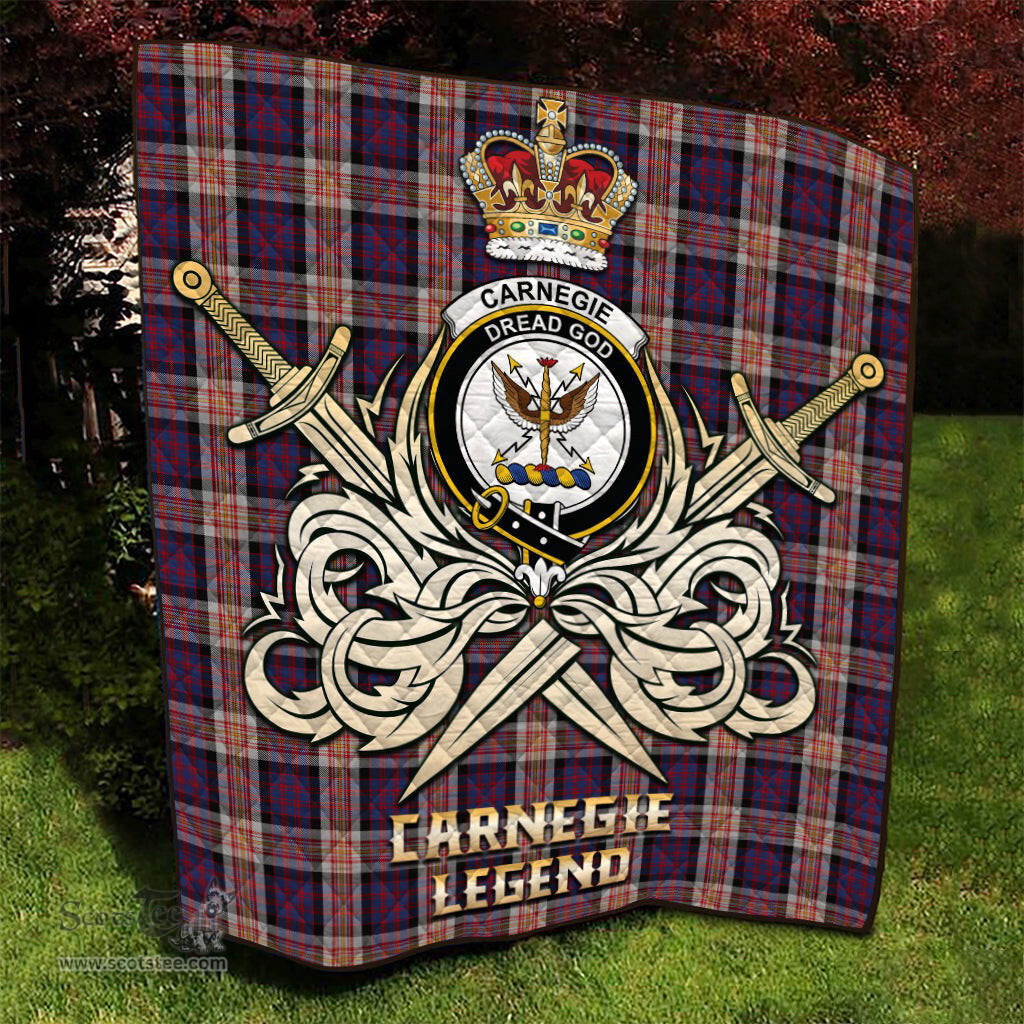 ScotsTee Shop Scottish Carnegie Clan Crest Tartan Quilt The Golden Sword of Courageous Legacy Quilt