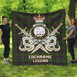 ScotsTee Shop Scottish Cochrane Clan Crest Tartan Quilt The Golden Sword of Courageous Legacy Quilt
