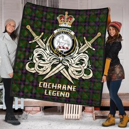 ScotsTee Shop Scottish Cochrane Clan Crest Tartan Quilt The Golden Sword of Courageous Legacy Quilt