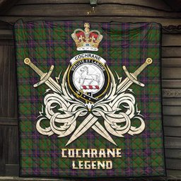 ScotsTee Shop Scottish Cochrane Clan Crest Tartan Quilt The Golden Sword of Courageous Legacy Quilt