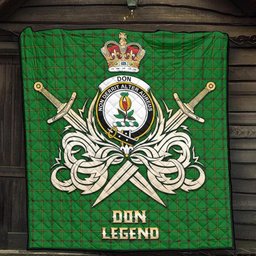 ScotsTee Shop Scottish Don Clan Crest Tartan Quilt The Golden Sword of Courageous Legacy Quilt