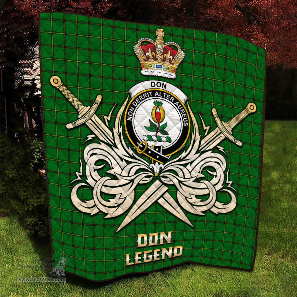 ScotsTee Shop Scottish Don Clan Crest Tartan Quilt The Golden Sword of Courageous Legacy Quilt