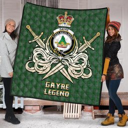 ScotsTee Shop Scottish Gayre Dress Clan Crest Tartan Quilt The Golden Sword of Courageous Legacy Quilt