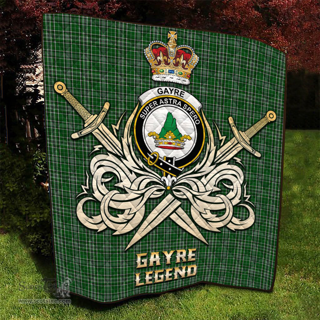 ScotsTee Shop Scottish Gayre Dress Clan Crest Tartan Quilt The Golden Sword of Courageous Legacy Quilt